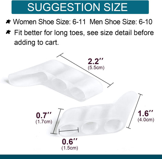 10 Pack Pinky Toe Separator & Protectors, Triple Gel Toe Separators for Overlapping Toe, Curled Pinky Toes Separate and Protect, Tailor'S Bunion Corrector Pads for Pain Relief (Clear)