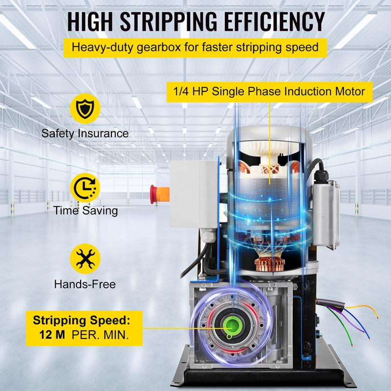 VEVOR 1.5-38MM Electric Cable Stripping Machine 370W, Efficiently Strips Various Metal Wires, Includes 10 Blades, Speeds up to 15M/Min