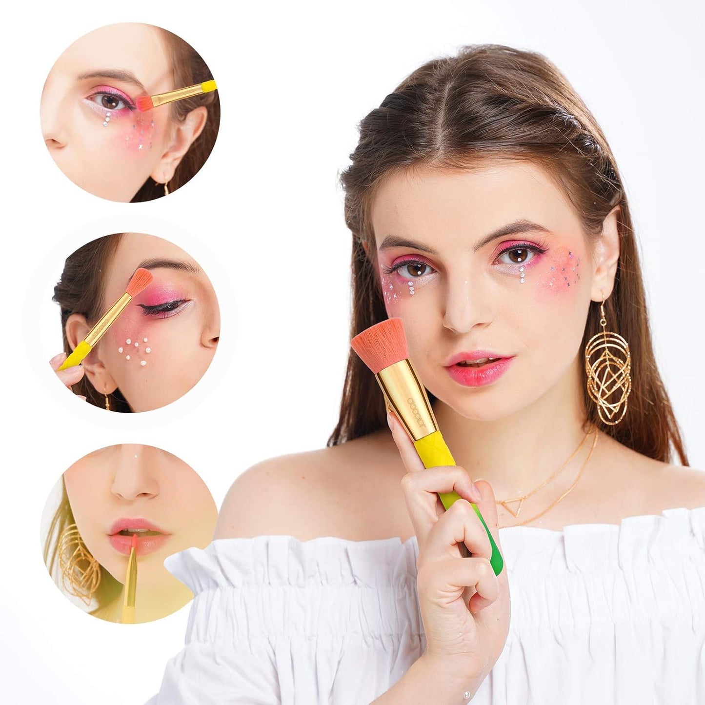 Makeup Brushes Pineapple 16 Piece Makeup Brush Set Premium Synthetic Kabuki Foundation Blending Face Powder Mineral Eyeshadow Make up Brushes Set