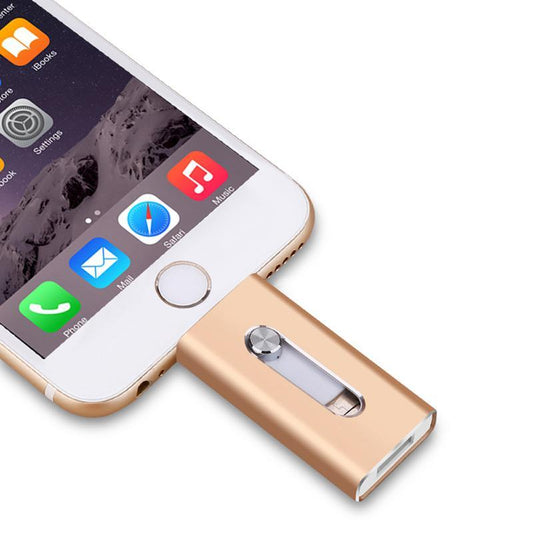 3 in 1 USB Storage Flash Pen Drive for Iphone, 1 Count Portable High Speed USB 3.0 Data Transfer Memory Stick, Thumb Drive for Ipad, Android Phones, PC and More Devices, Men Gifts