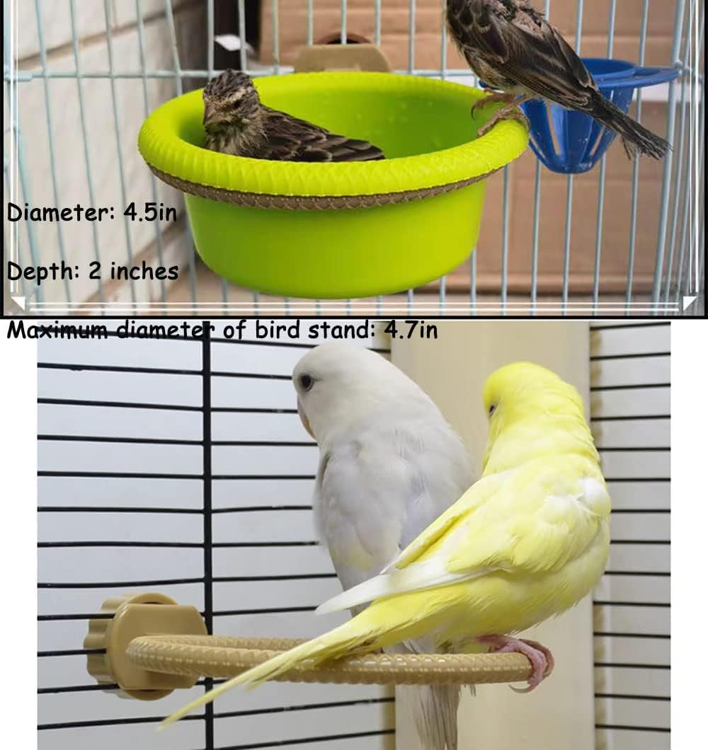 Bird Bath for Cage-4.7" Multi-Function Universal Style Small Tub Bowl for Hang inside Cage Birdbath Shower for Parrot/Parakeets/Cockatiels/Canary/Budgerigar(Green)