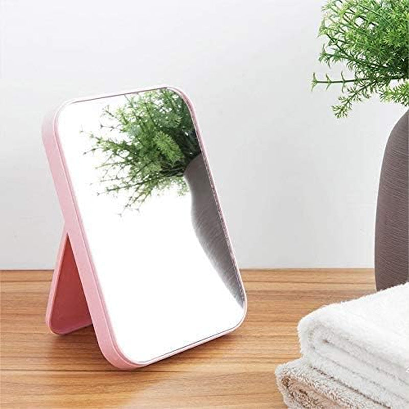 (Beige) -  Desktop Makeup Mirror,Foldable Makeup Mirror Simple Portable Princess Mirror Square Mirror Makeup Mirror for Women (Beige)