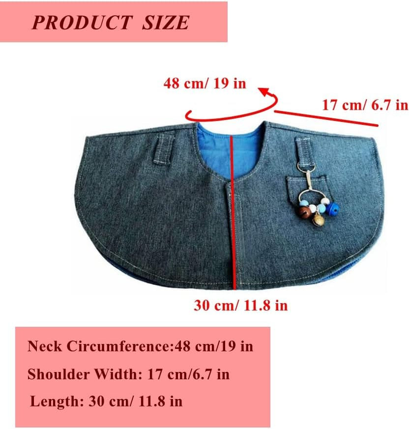 Parrot Anti-Scratch Bird Poop Shoulder Protector Birds Anklet Toys, Multi-Functional Bird Diaper Flight Suits Pee Pads Diaper Poop Shawl for Medium Cockatiel Parakeet Macaw (Shoulder Protector-Blue)