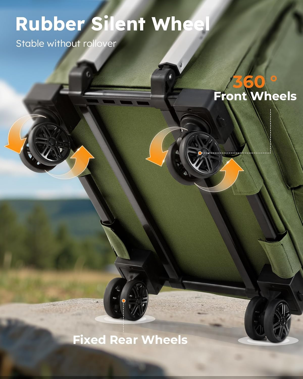 Cat Carrier with Wheels,Steel Wire Frame Cat Carrier, Stable Pet Trolley for Cats, Pet Handbag and Stroller Bag, Portable Cat Bag for Travel Bus Subway, Green
