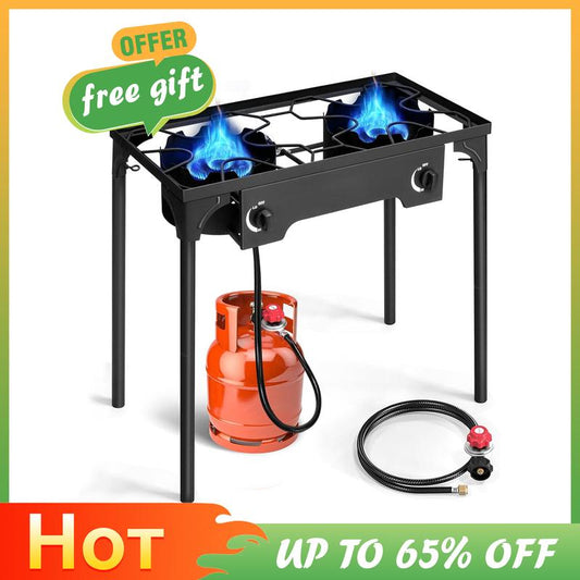 Ultimate 3-Burner Outdoor Propane Gas Stove - 225,000 BTU High Pressure Cooker for Backyard Cooking, Camping, Home Brewing & Turkey Frying!