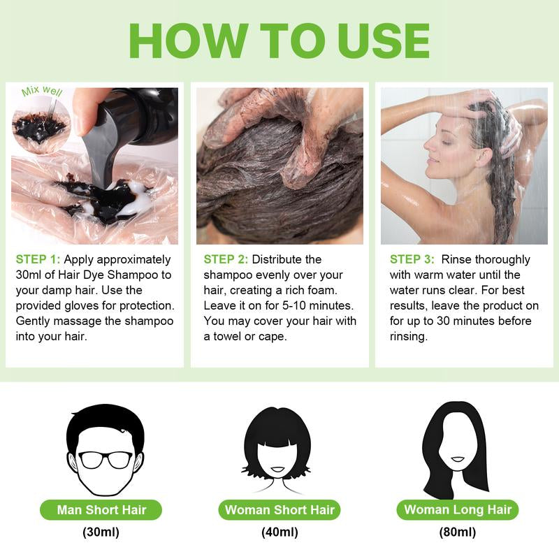 Yecuce Herbal Ingredients Hair Color Shampoo for Gray Hair Coverage - Black or Coffee Hair Dye Shampoo 3 in 1 for Women Men Grey Hair (500Ml) Springtok Haircare
