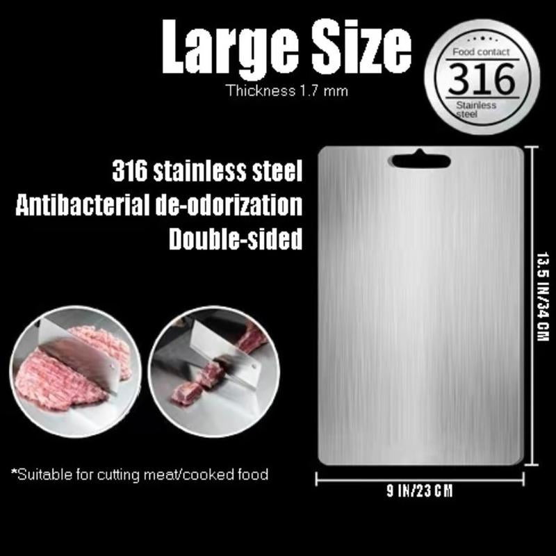 Stainless Steel Double-Sided Chopping Board - Modern Cutting Board for Meat and Vegetables, Eco-Friendly Kitchen Accessory, 1 Count