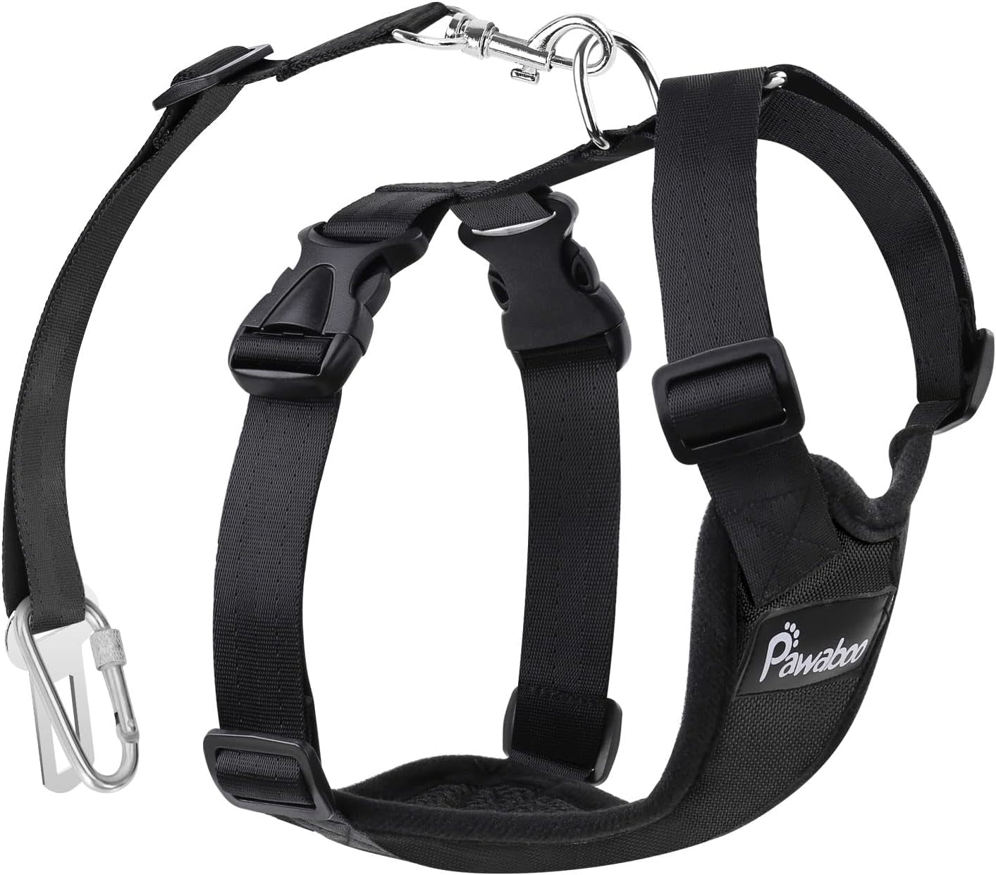 Dog Safety Vest Harness, Pet Car Harness Vehicle Seat Belt with Adjustable Strap and Buckle Clip, Easy Control for Driving Traveling Safety for Small Medium Dogs Cats, Medium, Black