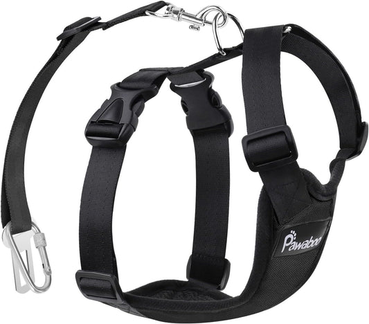 Dog Safety Vest Harness, Pet Car Harness Vehicle Seat Belt with Adjustable Strap and Buckle Clip, Easy Control for Driving Traveling Safety for Small Medium Dogs Cats, Medium, Black