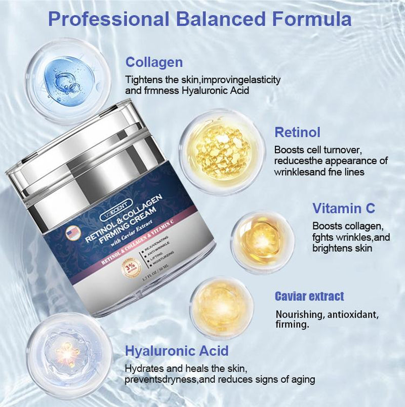Bogo-Veecent Advanced Neck Firming Cream- 3%Retinol & Hyaluronic Acid - Visiblysmooths Lines, Firms Skin Texture - Age-Defying Moisturizer for Face, Neck &Décolleté - Unisex Formula with Deephydration, 1.7 FL OZ