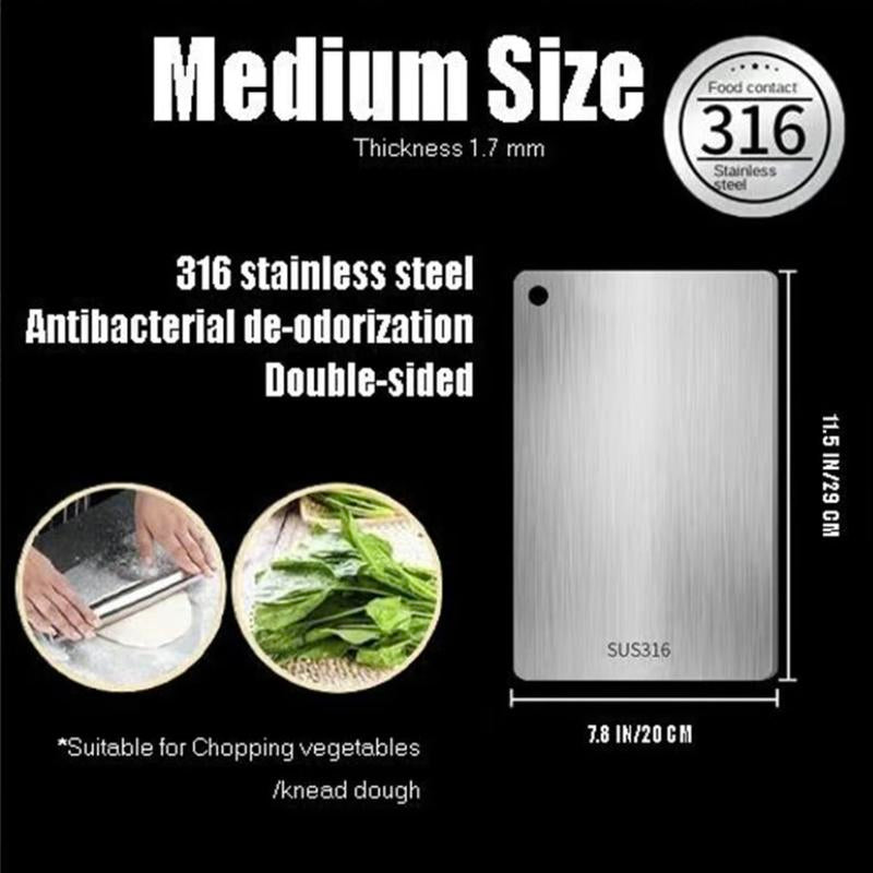 Stainless Steel Double-Sided Chopping Board - Modern Cutting Board for Meat and Vegetables, Eco-Friendly Kitchen Accessory, 1 Count