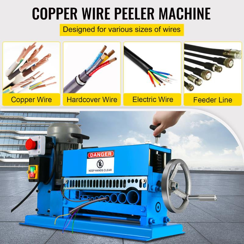 VEVOR 1.5-38MM Electric Cable Stripping Machine 370W, Efficiently Strips Various Metal Wires, Includes 10 Blades, Speeds up to 15M/Min