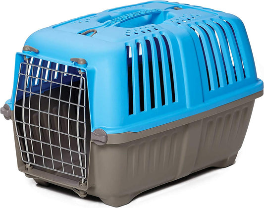 Pet Carrier: Hard-Sided Dog Carrier, Cat Carrier, Small Animal Carrier in Blue, inside Dims 17.91 L X 11.5 W X 12 H & Suitable for Tiny Dog Breeds, Perfect Dog Kennel Travel Carrier for Quick Trips