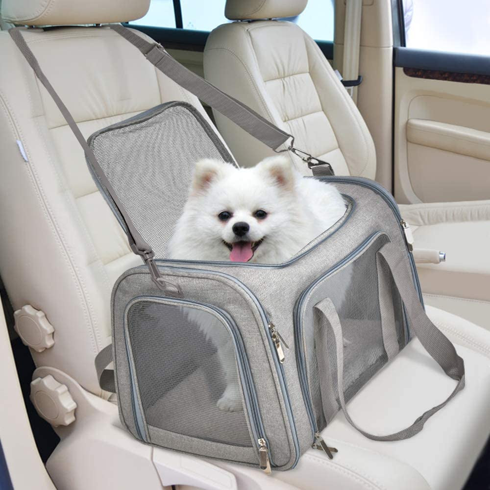 Cat Carriers Dog Carrier Pet Carrier for Small Medium Cats Dogs Puppies up to 15 Lbs, TSA Airline Approved Small Dog Carrier Soft Sided, Collapsible Waterproof Travel Puppy Carrier - Grey