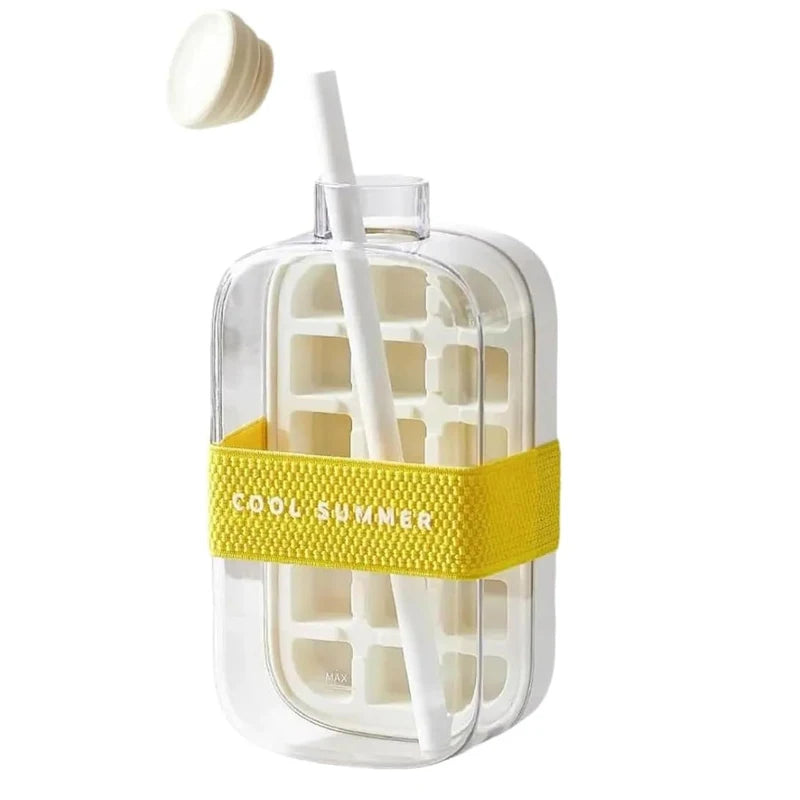 500/800ML Ice Cube Tray with Straw 2 in 1 Ice Cube Bottle Portable Silicone Ice Cube Maker Reusable Icecup Ice Cube Mold Tool