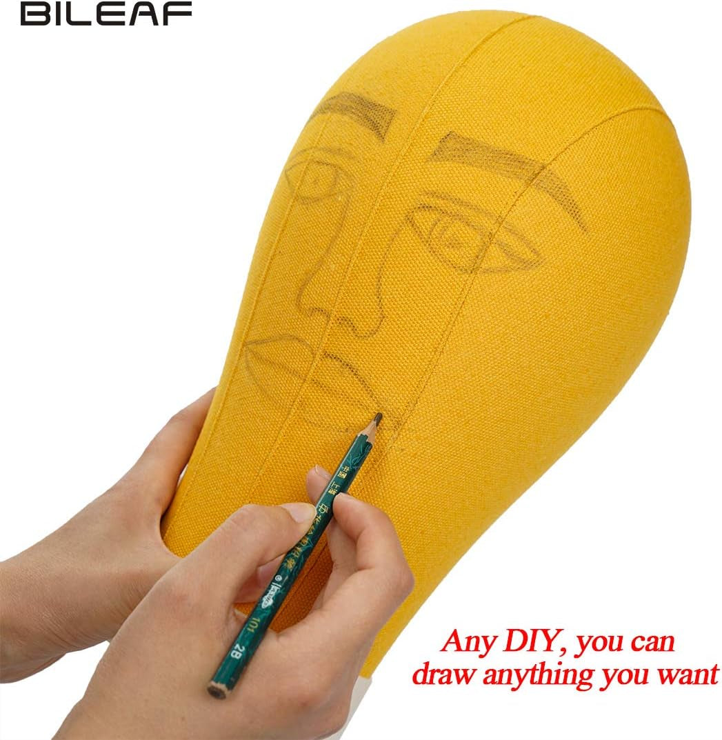 22 Inch Canvas Block Head Mannequin Wig Head with Stand Pink for Display with Mount Holes(Rosy)