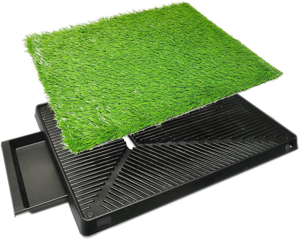Dog Pee Potty Pad, Bathroom Tinkle Artificial Grass Turf, Portable Potty Trainer (20 X 25 Inch with Drawer)