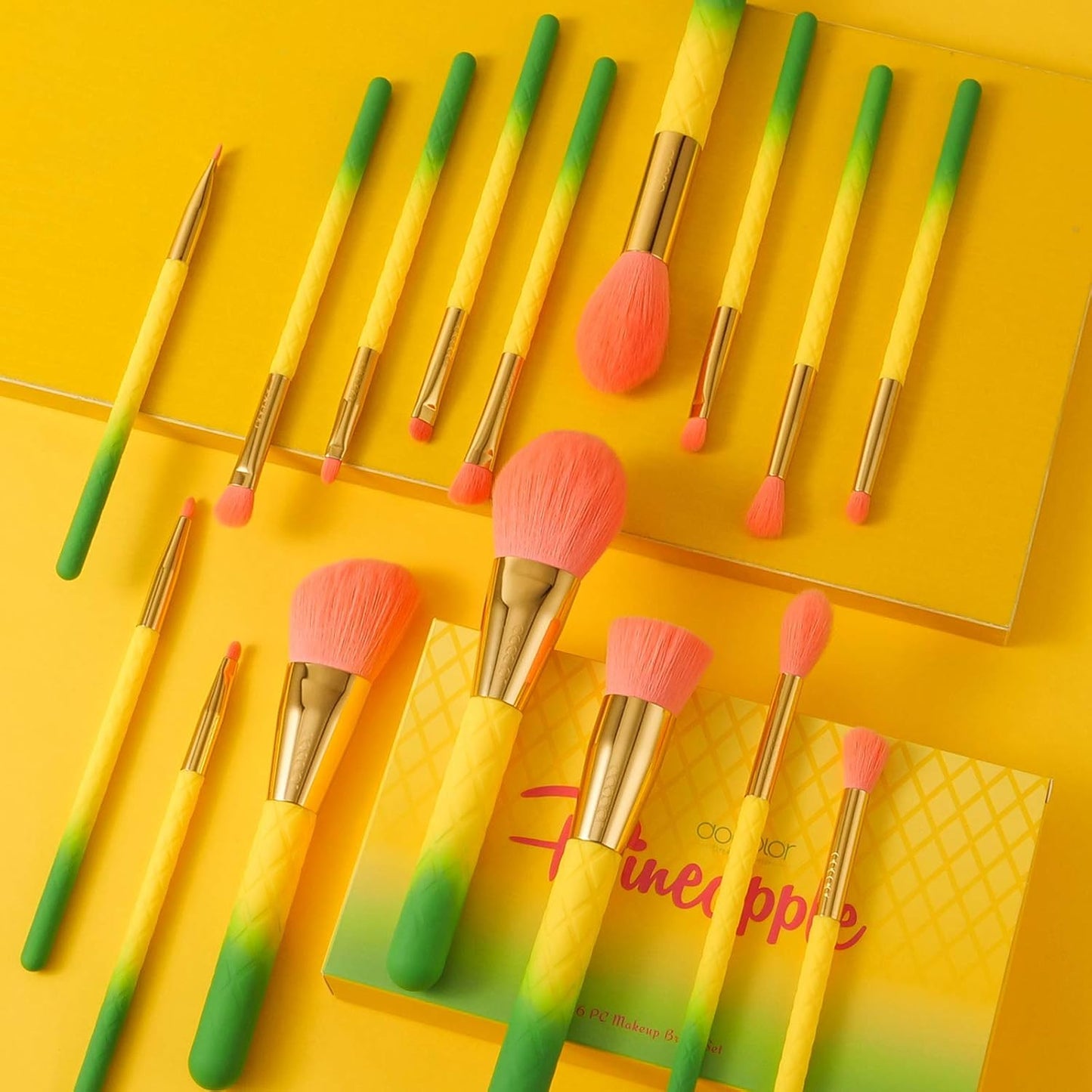 Makeup Brushes Pineapple 16 Piece Makeup Brush Set Premium Synthetic Kabuki Foundation Blending Face Powder Mineral Eyeshadow Make up Brushes Set