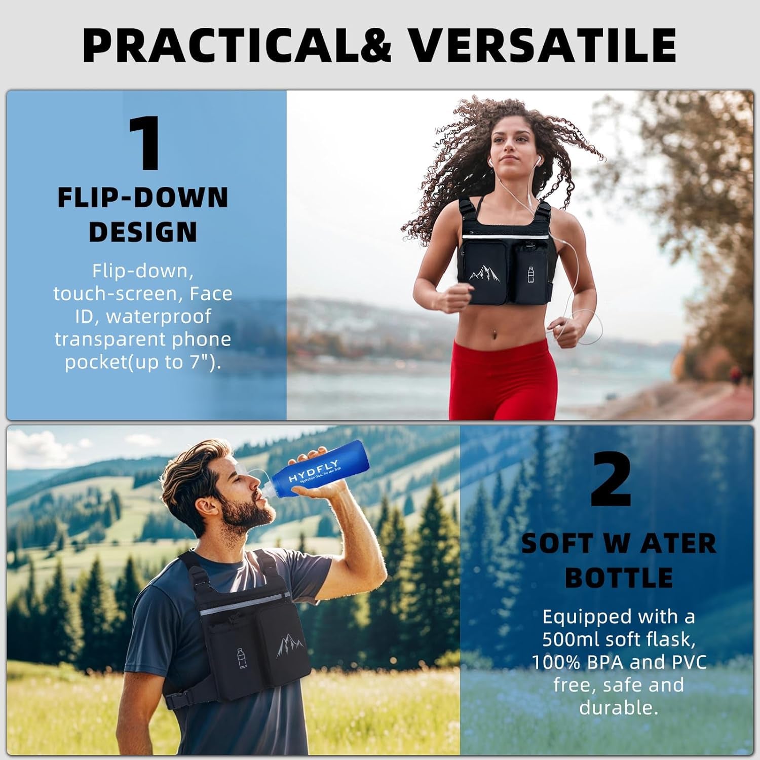 Chest Pack Running Vest with Hydration Bottle