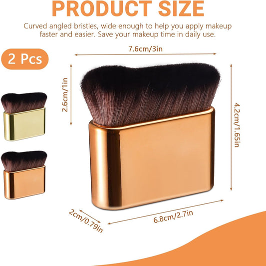 2 Pack Professional Self Tanner Brush, Face Body Makeup Brush for Legs, Sunscreen Applicator Self Tanning Brush for Liquid Foundation Powder Blusher Shadow Bronzer (Rose Gold & Gold)
