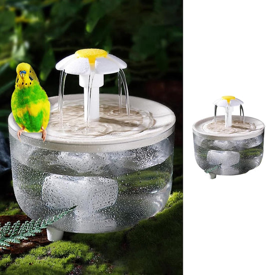 Bird Bath for Parakeets - Small Bird Shower Bathing Fountain with Filtered Circulating Water Pool Sink for Parrots Lovebirds Conures Finches Cockatiels - Easy-Clean Pet Accessories (Clear)