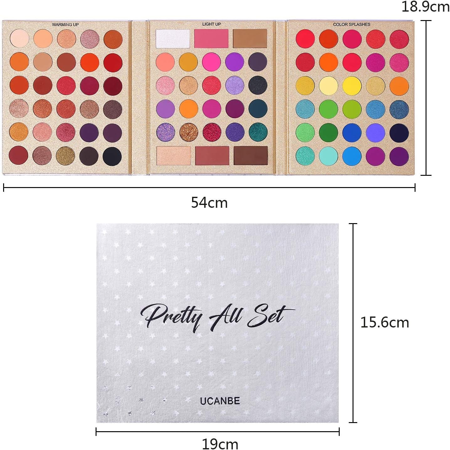 Professional 86 Colors Eyeshadow Palette with 15Pcs Makeup Brushes Set Matte Glitter Long Lasting Highly Pigmented Waterproof Contour Blush Powder Highlighter All in One