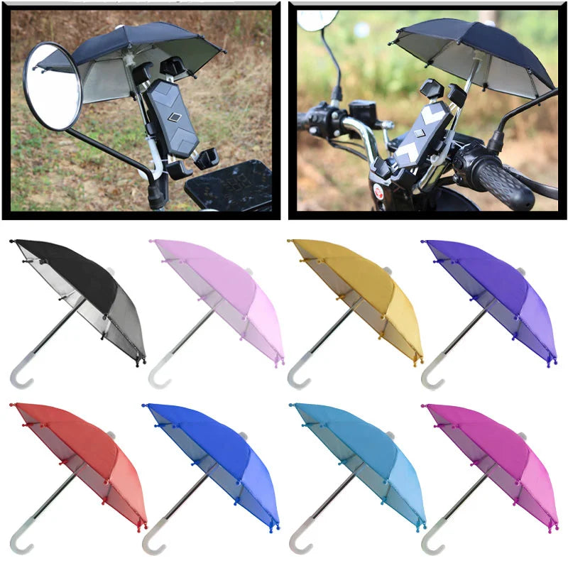 1Pcs New Motorcycle Phone Holder Mini Sunshade Umbrella Bicycle Decoration Accessories Polyester Mobile Motorcycle Accessories