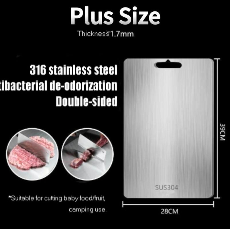 Stainless Steel Double-Sided Chopping Board - Modern Cutting Board for Meat and Vegetables, Eco-Friendly Kitchen Accessory, 1 Count