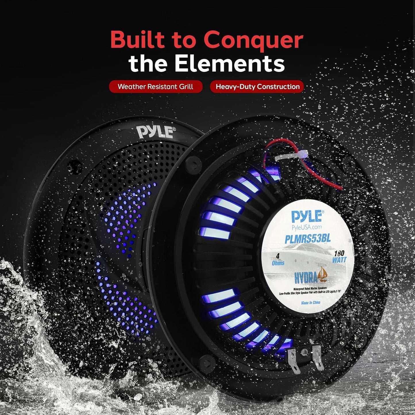 Marine Speakers - 5.25 Inch 2 Way Waterproof and Weather Resistant Outdoor Audio Stereo Sound System