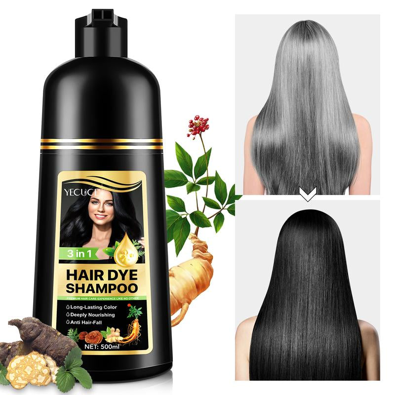 Yecuce Herbal Ingredients Hair Color Shampoo for Gray Hair Coverage - Black or Coffee Hair Dye Shampoo 3 in 1 for Women Men Grey Hair (500Ml) Springtok Haircare