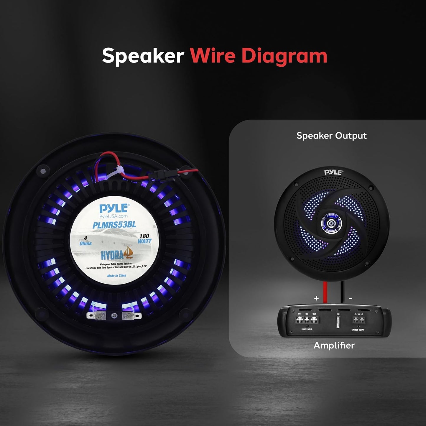 Marine Speakers - 5.25 Inch 2 Way Waterproof and Weather Resistant Outdoor Audio Stereo Sound System