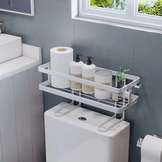 Toilet over the Shelf Toilet Storage 1Tier Bathroom Shelves Organizer,Multi-Function Paper Holder Basket No Drilling Space Saver