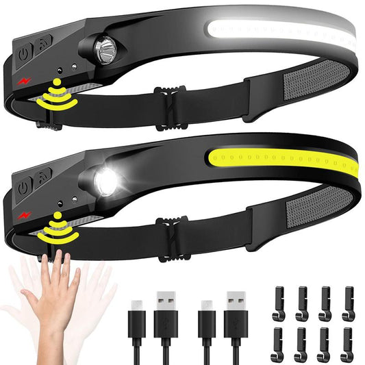 Rechargeable Headlamp, Led Light, Rechargeable 230° Wide Head Lamp with Motion Sensor for Adults, Night Headlamp Flashlight, Portable Outdoor Headlight for Fishing, Hiking, Camping, Flashlights, Camping Essentials, Camping Accessories