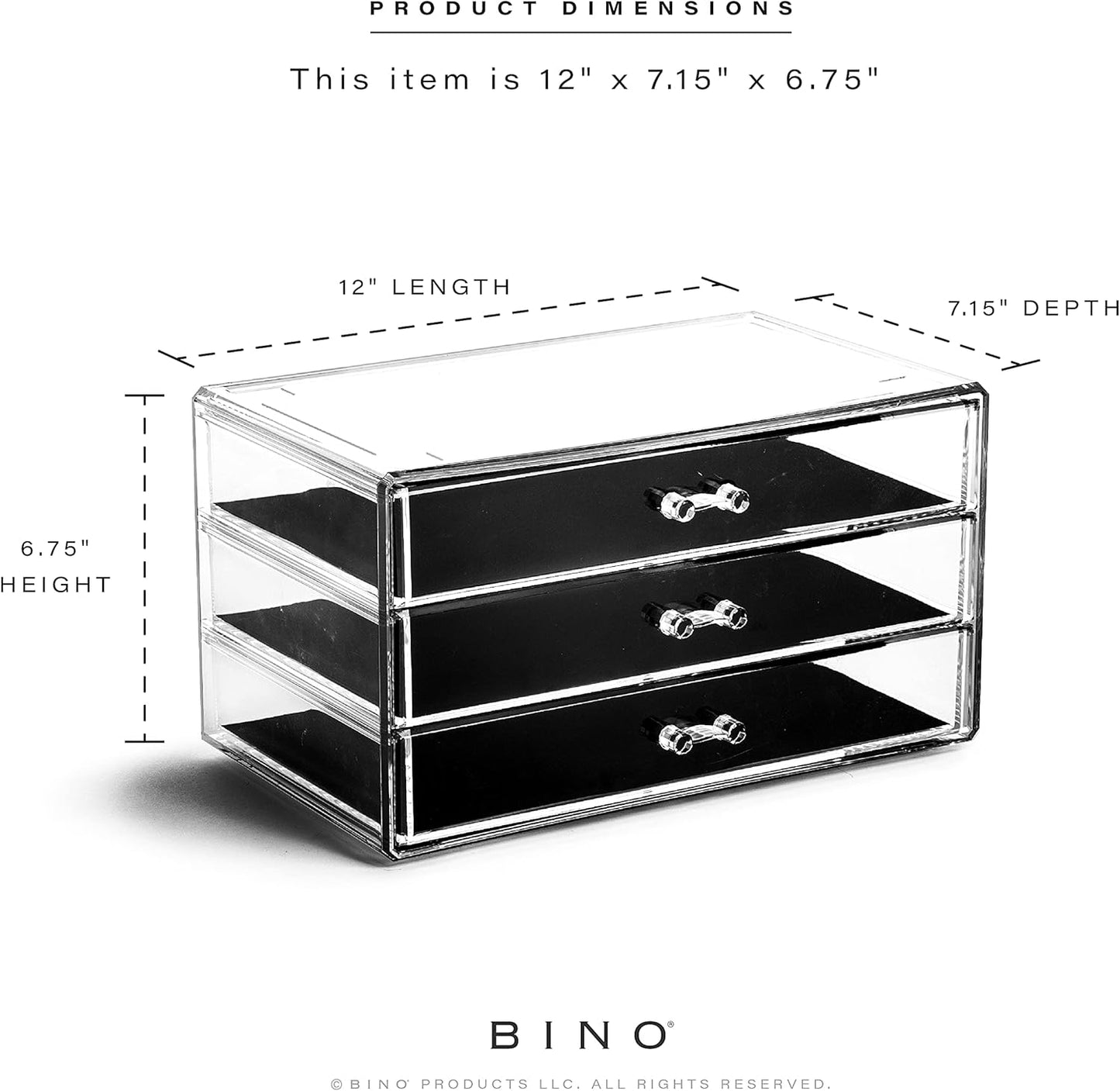 3-Drawer Makeup Organizer, Park Avenue | the MANHATTAN SERIES | Modern Minimalist | Clear Acrylic Organizers | Stackable Storage Bins