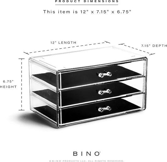3-Drawer Makeup Organizer, Park Avenue | the MANHATTAN SERIES | Modern Minimalist | Clear Acrylic Organizers | Stackable Storage Bins