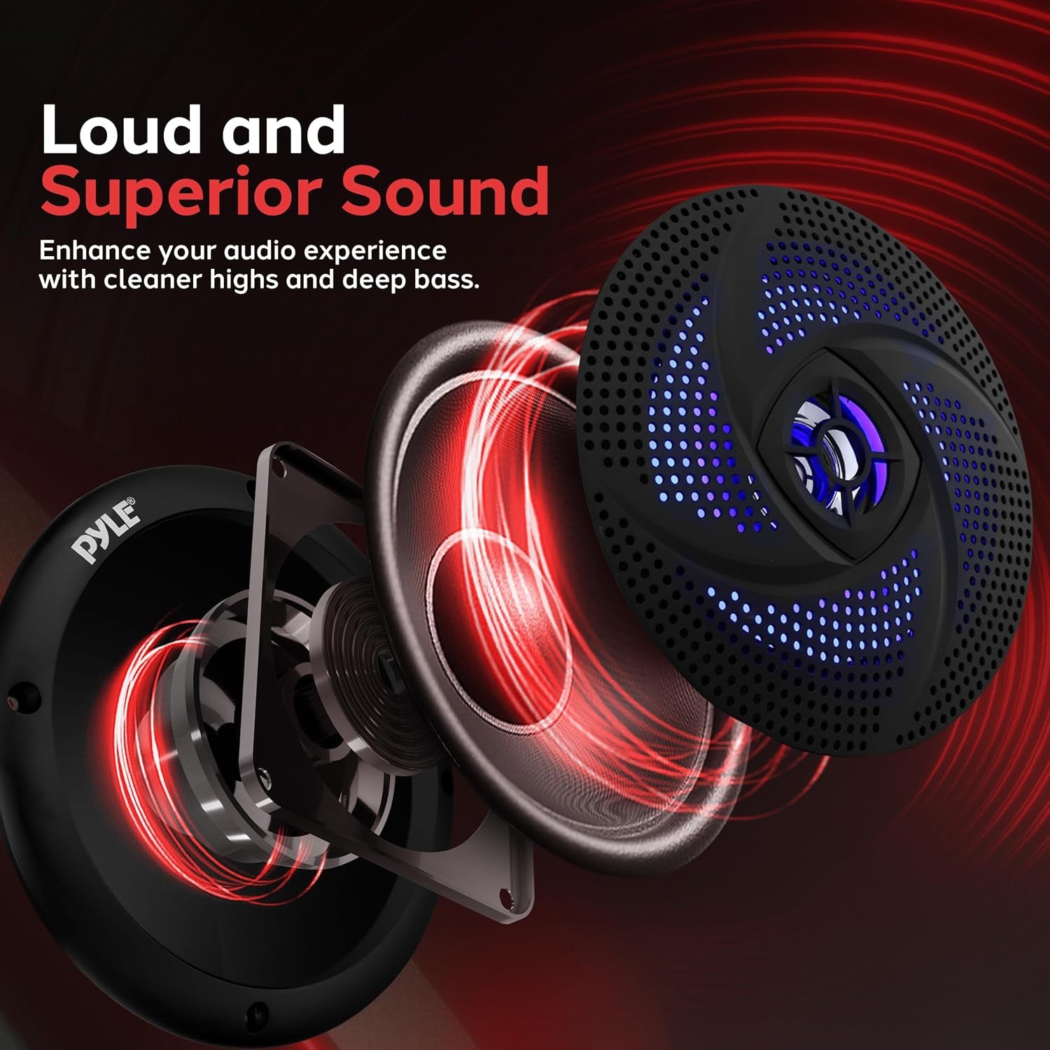 Marine Speakers - 5.25 Inch 2 Way Waterproof and Weather Resistant Outdoor Audio Stereo Sound System