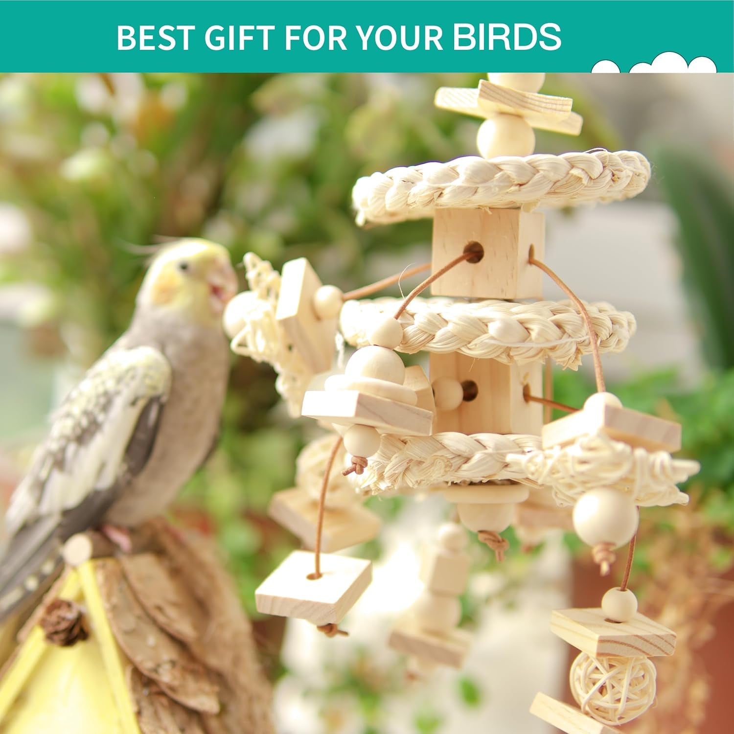 Natural Bird Toys Cockatiels Toys Chewing, Shredding, and Foraging - Suitable for Parrotlets, Cockatiels, Conures, Parakeets Budgerigars, Love Birds and More