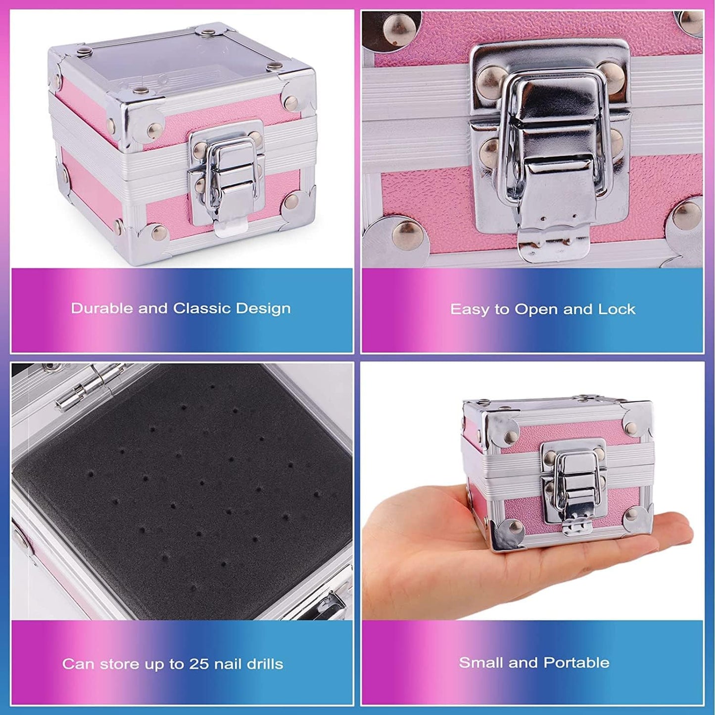 25Pcs Nail Drill Bits Set with Holder, 3/32 Inch Ceramic Diamond Carbide Cuticle Efile Remover Nail Drill Bit for Home Salon Acrylic Gel Polish Manicure Pedicure