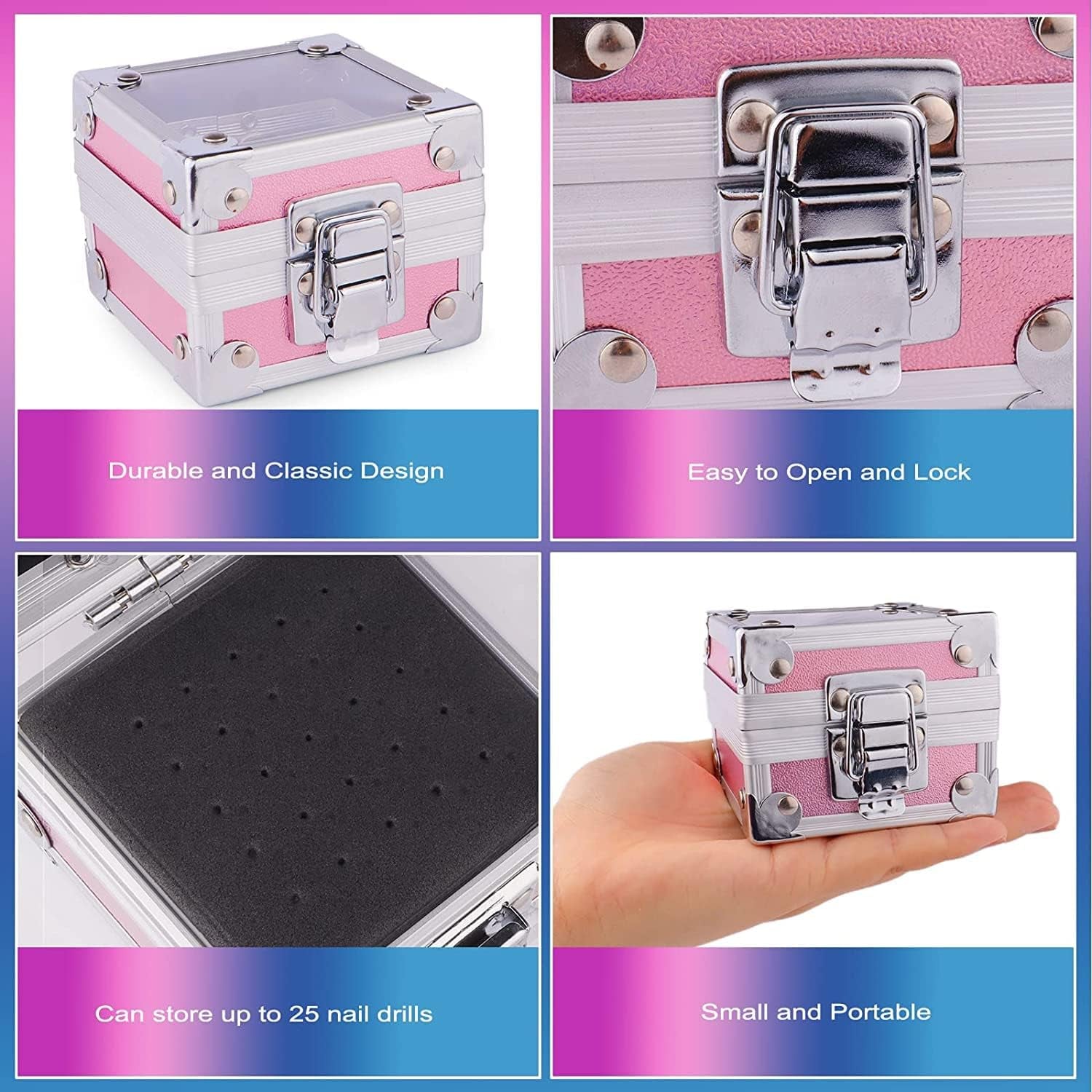 25Pcs Nail Drill Bits Set with Holder, 3/32 Inch Ceramic Diamond Carbide Cuticle Efile Remover Nail Drill Bit for Home Salon Acrylic Gel Polish Manicure Pedicure