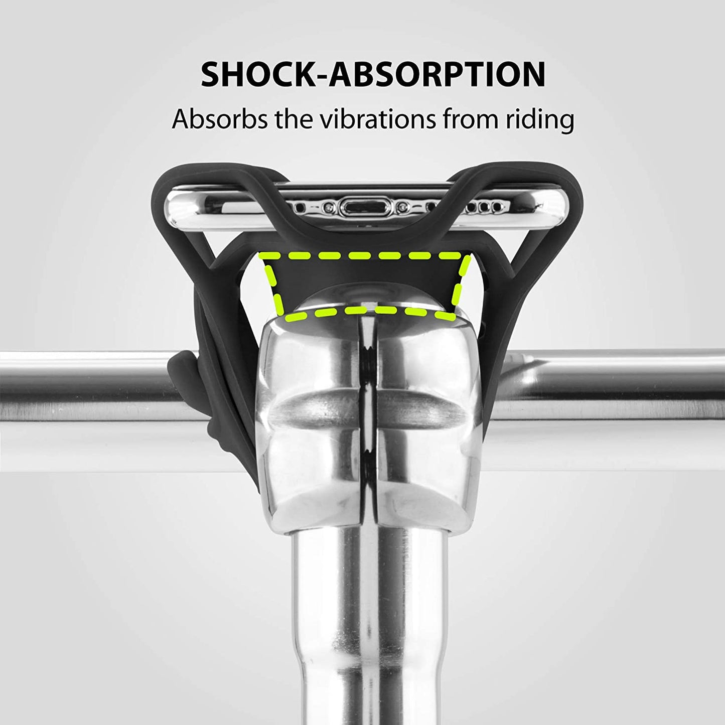 【】 Bike Tie Pro 4 Bike Phone Mount Bicycle Phone Holder for Stem Mounting 4.7"-7.2" Phones, Ultra Light Phone Shock-Proof Mount for Bike Motorcycle, Designed for Road Bicycle Accessories (Black)