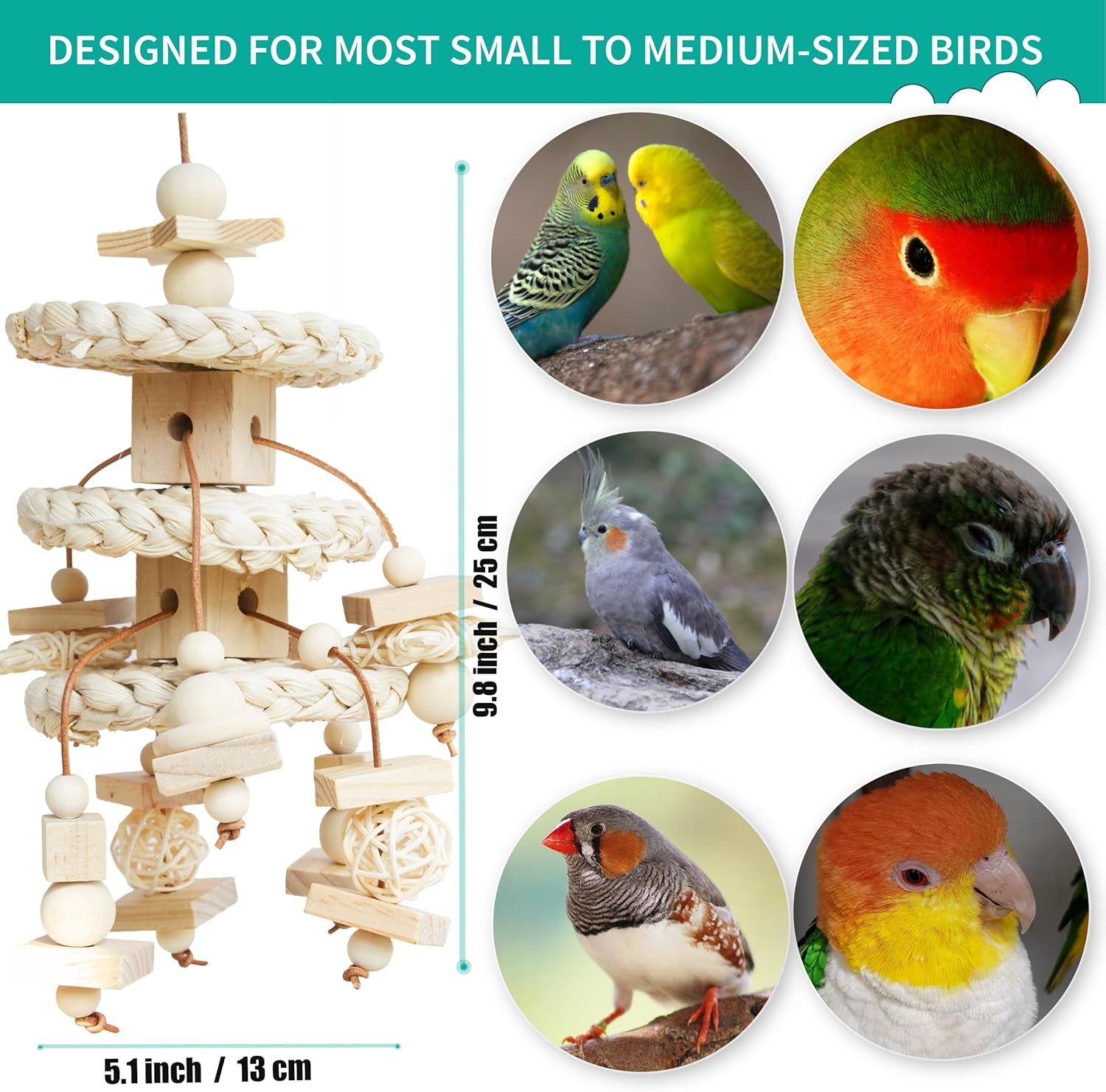 Natural Bird Toys Cockatiels Toys Chewing, Shredding, and Foraging - Suitable for Parrotlets, Cockatiels, Conures, Parakeets Budgerigars, Love Birds and More