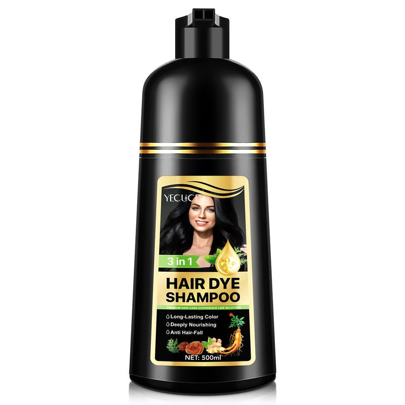 Yecuce Herbal Ingredients Hair Color Shampoo for Gray Hair Coverage - Black or Coffee Hair Dye Shampoo 3 in 1 for Women Men Grey Hair (500Ml) Springtok Haircare