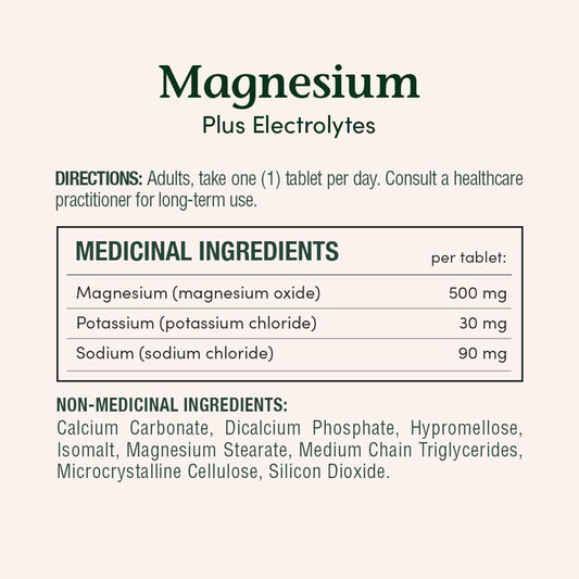 Magnesium plus Electrolytes, 500 Mg, Helps Maintain Muscle Function, Helps Tissue Formation & Development, Helps Maintain Bones & Teeth, Helps Body Metabolize Nutrients, Tablets, 346 G