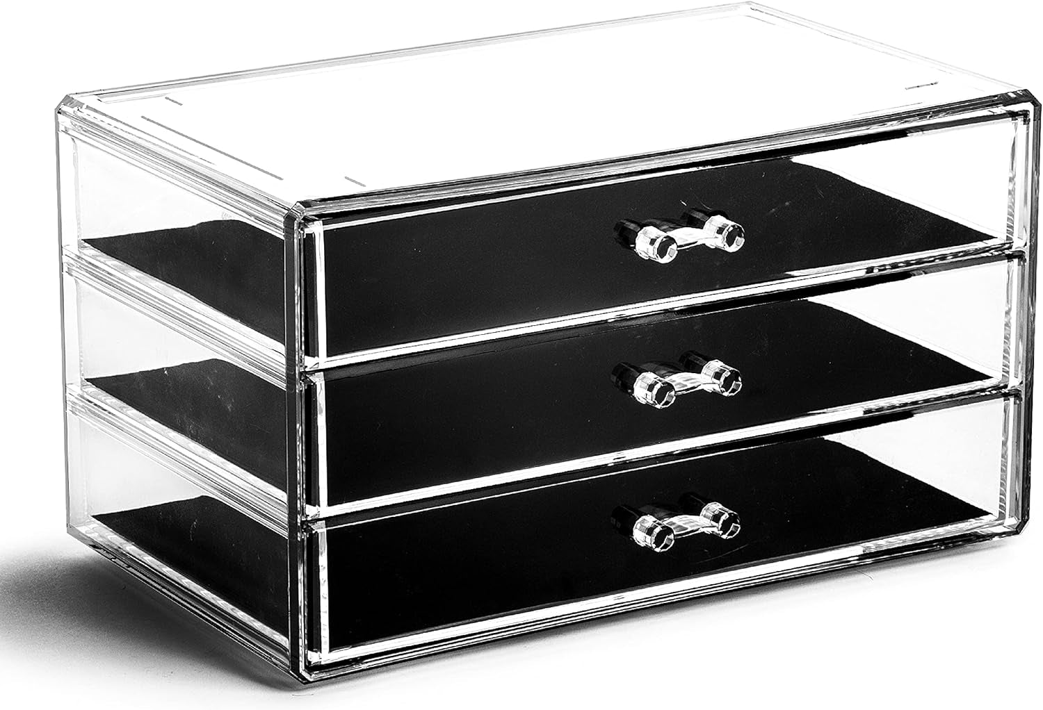 3-Drawer Makeup Organizer, Park Avenue | the MANHATTAN SERIES | Modern Minimalist | Clear Acrylic Organizers | Stackable Storage Bins