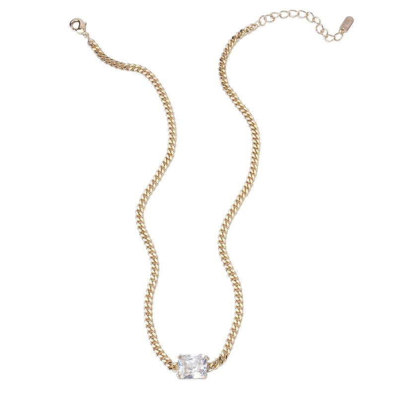 MEIITRUE 14K Gold Plated Cubic Zirconia Pendant Necklaces for Women, Hypoallergenic Fade-Resistant Cuban Link Choker Necklace, Trendy Fashion Jewelry for Girls