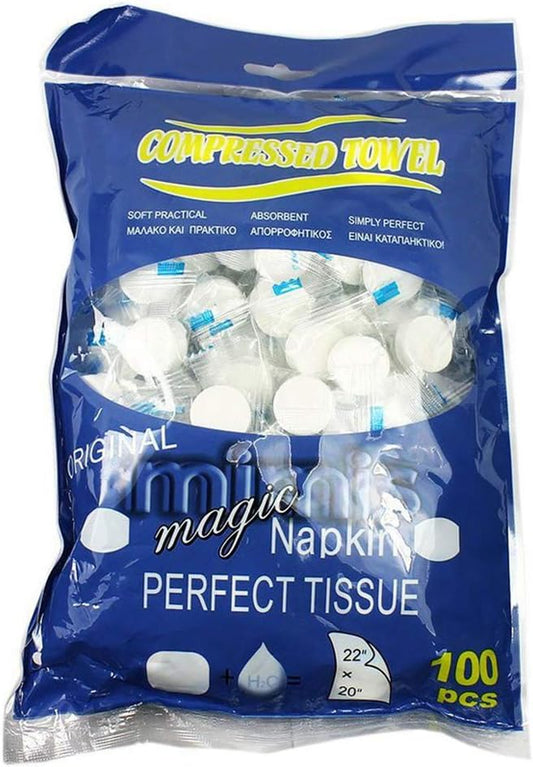 Compressed Towel, Baby Wipes Wet Wipes Travel Disposable Napkins Mini Magic Coin Tissues Portable for Camping Home Beauty Travel Sports Outdoor, 100 Count Expand to 8.7” X 7.9”