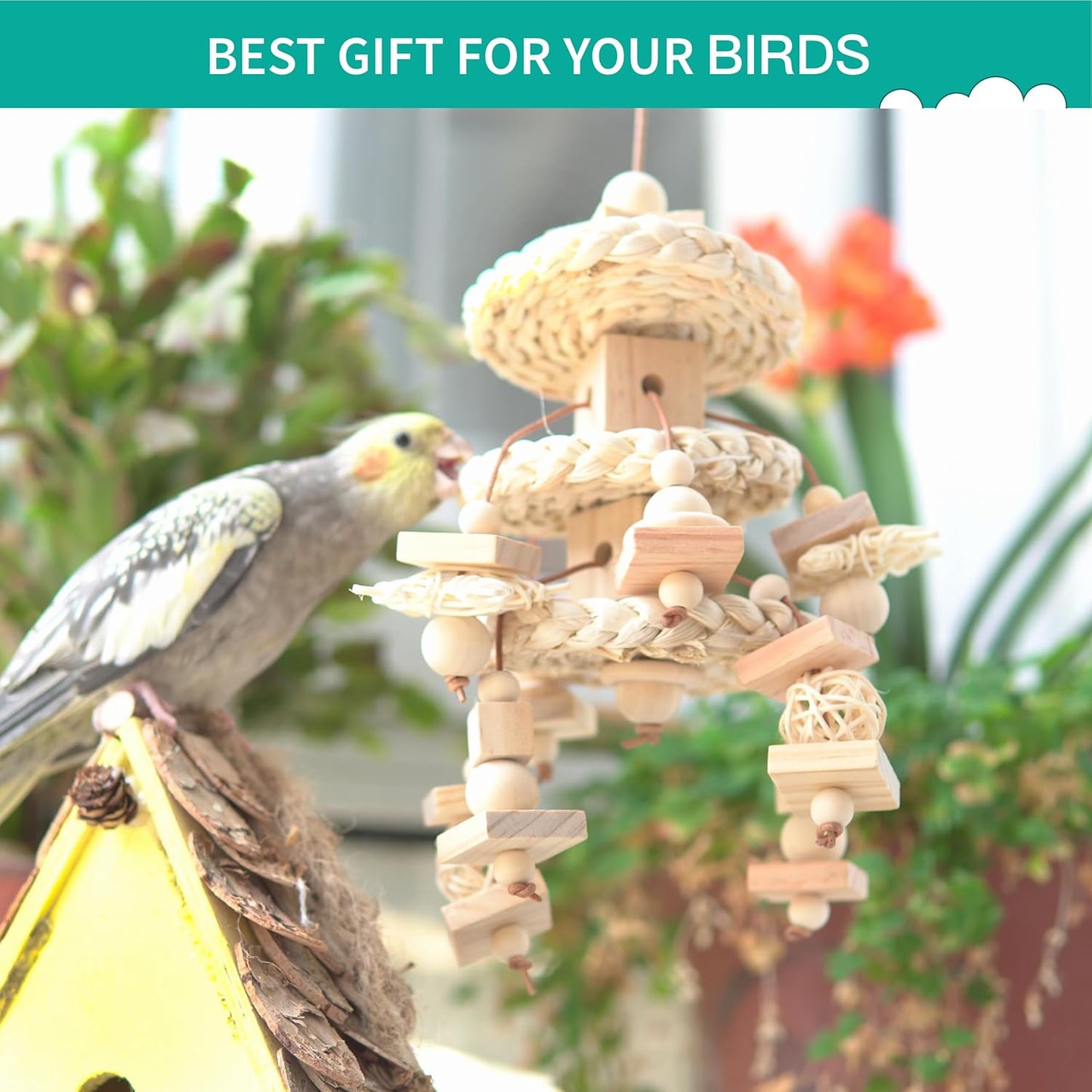 Natural Bird Toys Cockatiels Toys Chewing, Shredding, and Foraging - Suitable for Parrotlets, Cockatiels, Conures, Parakeets Budgerigars, Love Birds and More
