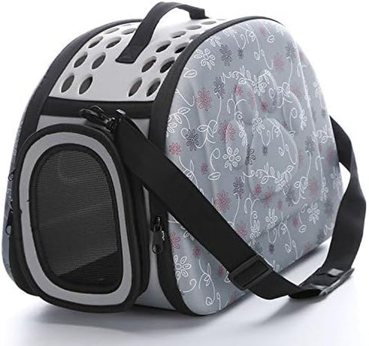 Foldable Pet Dog Cat Carrier Cage Collapsible Travel Kennel - Portable Pet Carrier Outdoor Shoulder Bag for Puppy Dog Cat Small Medium Large Animal (M, Grey)