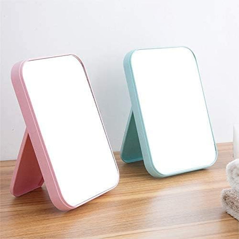 (Beige) -  Desktop Makeup Mirror,Foldable Makeup Mirror Simple Portable Princess Mirror Square Mirror Makeup Mirror for Women (Beige)