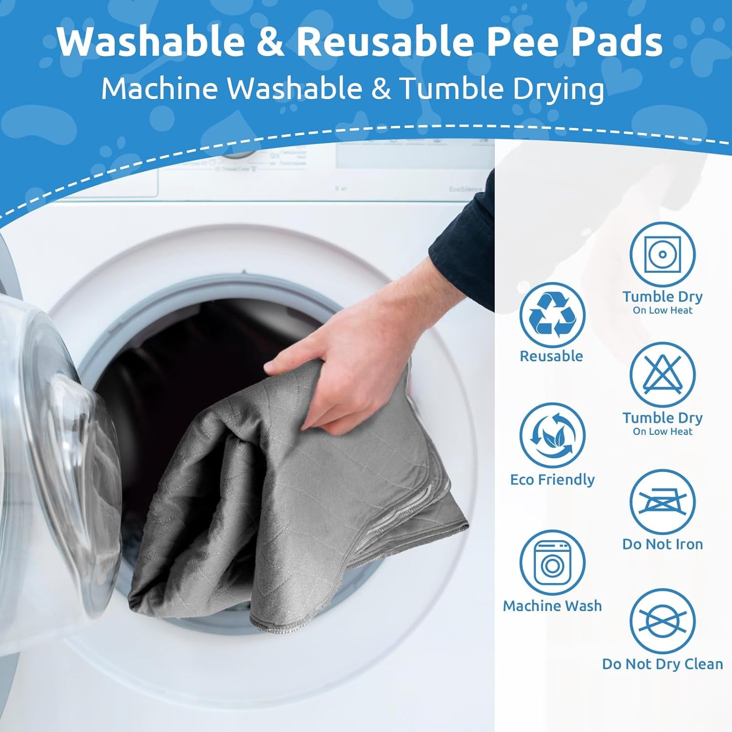 Washable Puppy Dog Pee Pad, 34" X52" Extra Large, Waterproof Whelping Training Mat for Playpen Crate, Floor, Bed,Sofa and Trunk [Premium Fabrics That Can Be Used by Humans]